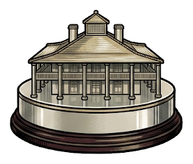 American Golf Archive illustration of the Augusta National clubhouse representing the Masters Tournament.