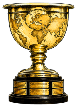 American Golf Archive illustration of the Presidents Cup trophy.